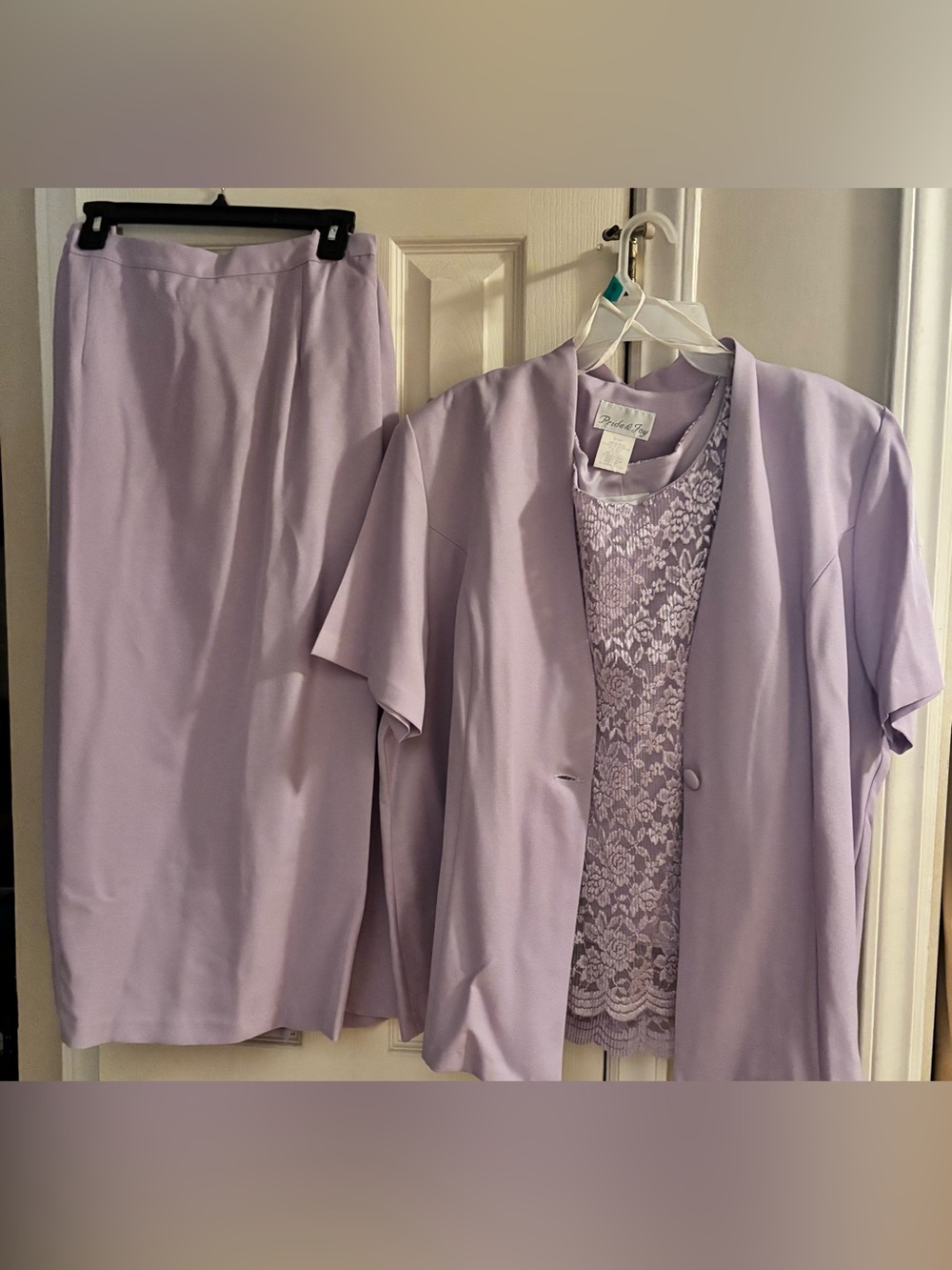 Lavender 3-Piece Skirt Suit with Lace Shell